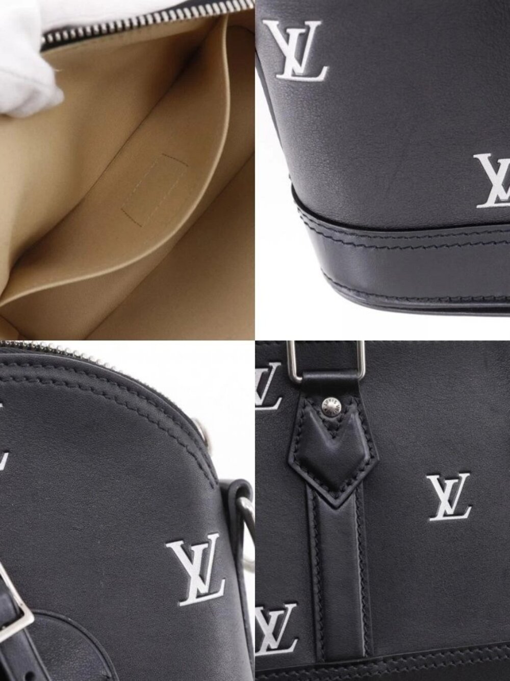 LOUIS VUITTON Alma EW Handbag M24529 2WAYShoulder black Calfskin Women - Picture 10 of 12